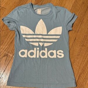 Vintage Adidas Light Blue Tee with White Trefoil